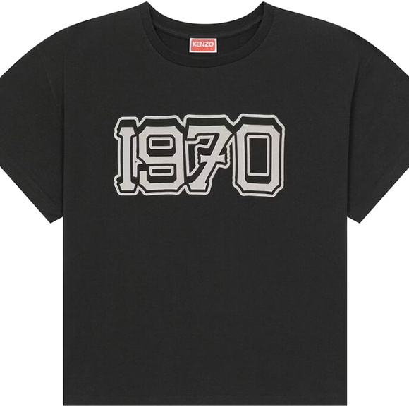 Kenzo Black Tee with Gray 1970 Graphic - Picture 1 of 11